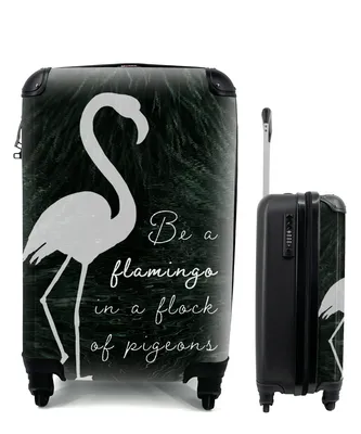 Produktbild von MuchoWow® Koffer Handgepäck Trolley Rollkoffer Kleine Reisekoffer mit 4 Rollen - Zitat - Gras - Flamingo - Cabin Size < 55x40x23 cm & 55x40x20 cm - Fotokoffer - Kabinenkoffer - Boardgepäck - Reise-Box - Reisekoffer - Reisegepäck - Koffer mit Bild - Trolley für Kinder