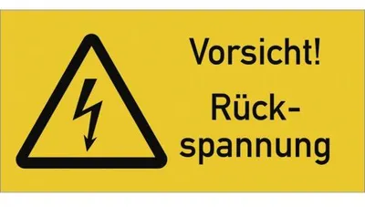 Produktbild von Dreifke® Aufkleber Vorsicht! Rückspannung, Kombischild, Folie, 105x52 mm
