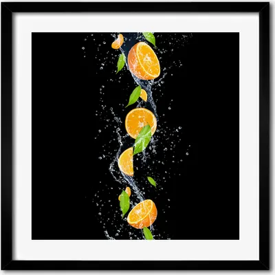 Produktbild von Bild - 50 cm x 50 cm - MDF - Rahmen, Wandkunst - Orangen und Wasser
