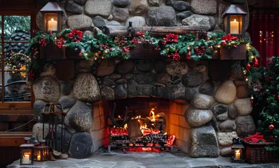 Produktbild von Heizkörperabdeckung Heizkörpermatte Weihnachten Kamin 60x100