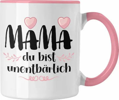 Produktbild von Trendation - Mutter Mama Tasse Geschenk von Tochter zum Geburtstag Weihnachten Kaffeetasse Lustig Geschenke Muttertag Muttertagsgeschenk Unentbährlich (Rosa)