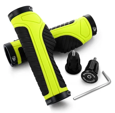 Obrázek produktu pro Rukojeti na kolo, ergonomické, MTB, gumové, protiskluzové, systému Lock-On, žluté