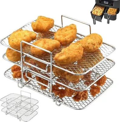 Image de Accessoires pour friteuse à air chaud, grille à 3 niveaux, grille multifonctionnelle pour friteuse à air chaud