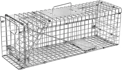 Produktbild von Elbe MAF04 Marderfalle lebend, Lebendfall für Marder, lebende Tierfalle aus Draht, verzinkt, bissfest, Katzenfall, Fuchsfalle, Hasenfalle, Waschbärfalle, 61x18x21 cm, 1 Falltür, Handgriff, wetterfest
