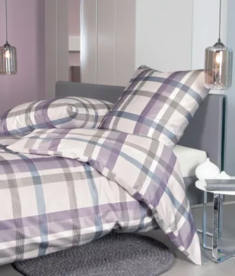 Produktbild von Janine Mako Satin 3 teilig Bettbezug 200 x 220 cm Kopfkissenbezug 80 x 80 cm Moments 98059-05 lilasalbei
