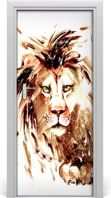 Produktbild von Tulup Türaufkleber 85x205 cm Dekorative Aufkleber Selbstklebend Wasserdichte Tapete Abnehmbar Schlafzimmer Wohnzimmer Wohnkultur - Lion Wand