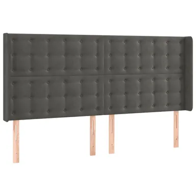 Produktbild von vidaXL Kopfteil mit Ohren Dunkelgrau 163x16x118/128 cm Samt