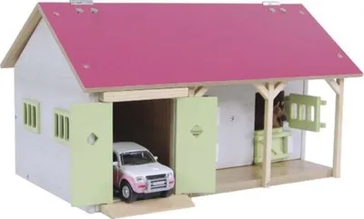 Obrázok produktu pre Drevená Stajňa S Dvoma Boxmi 34X22X19Cm Ružová 1:32