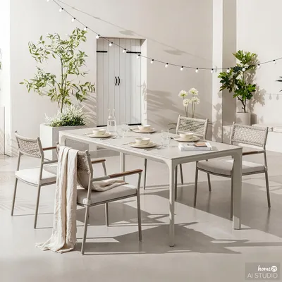 Produktbild von home24 Gartenessgruppe - 5-teilig - Aluminium / Granit - Grau