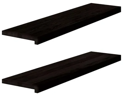 Zdjęcie produktu dla vidaXL Stopnie schodowe, 2 szt., brązowo-czarne, 100 x 30 x 2 cm, lite drewno dębowe