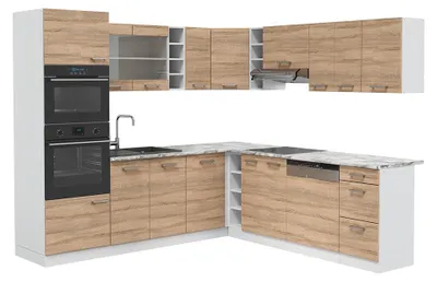 Obrázok produktu pre Rohová kuchyňa Vicco R-Line Sonoma/biely 247 x 237 cm bez pracovnej dosky, Model 37694