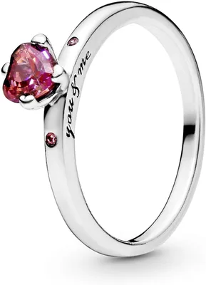 Productafbeelding van Hartvormige ring van 925 zilver met rode zirkonia, voor dames