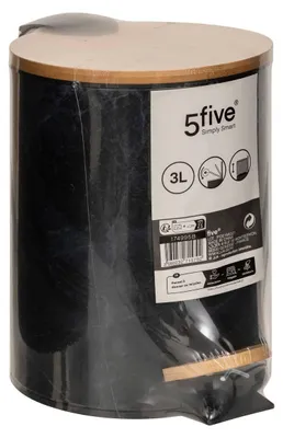 Image de Abfalleimer soft close metall 3l "lea" schwarz marmoreffekt - 5 five simply smart
