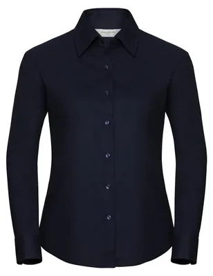 Produktbild von Russell Collection Easy Care Oxford Bluse, Langarm FK743 (6XL) (Marineblau)