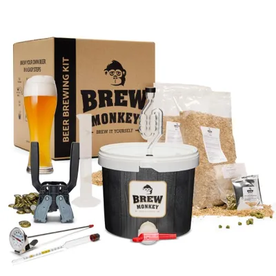 Produktbild von Brew Monkey® Bierbrauset Weizen | Komplett Set 5 Liter Bier | 5,7% Vol. | Bier Brauen Set | Männergeschenke | Bier Geschenke für Männer | Geburtstagsgeschenk für Männer