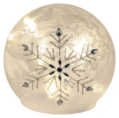 Produktbild von formano LED Deko-Kugel Eiskristall 15 cm Glas Timer 6h/18h Weihnachtsdeko