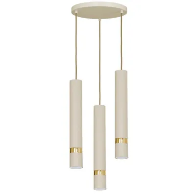 Zdjęcie produktu dla Lampa wisząca okrągła kremowa 3 tuby ze złotymi elementami Reno 3xGU10 15W Luminex