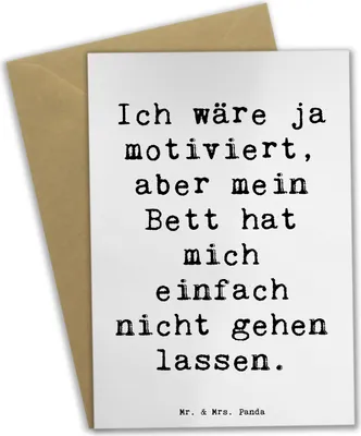 Produktbild von Mr. & Mrs. Panda babykarte Spruch Motivationsbett - Weiß - Geschenk, osterkarte, Herausforderung, Gefühl, Grußkarte, Inspiration, Motivation, weihnachtskarten, Zitat