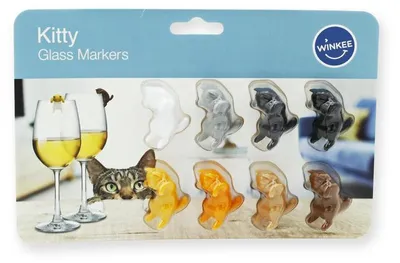 Produktbild von Glasmarker Kitty Silikon 8er Set zum Unterscheiden von Gläsern bei Partys