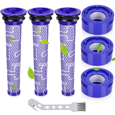 Staubsaugerfilter für Dyson V8/V7, 3 HEPA + 3 Vorfilter, waschbar