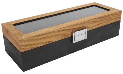 Produktbild von Omgoods – Uhrenbox aus Massivholz – Uhrenaufbewahrungsbox – Uhrenorganizer – Dekorative Box – Uhrenvitrine – Mit Glasdeckel – Uhrenaufbewahrungsbox
