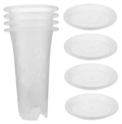Imagen del producto de Juego de 180 macetas de plástico con plato y sistema de drenaje