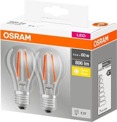 Immagine prodotto di OSRAM 4052899972018 LED-Lampen Base CLASSIC A60 Multipack E27 8,5 W klar