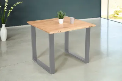 Produktbild von Esstisch Baumkante Akazie massiv eichenfarben 80 x 80 U-Gestell silber DEREK