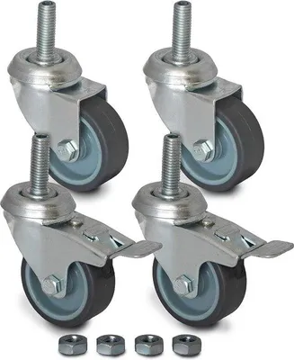 Obrázok produktu pre 50 mm otočné kolieska so skrutkovým príslušenstvom M10 - TPR guma - 2 brzdené - 2 otočné