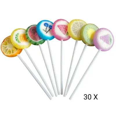 Produktbild von Handmade Rock Lollies 30 Stück – Individuell verpackte Fruchtbonbons mit Motiven – Süßigkeiten für Kinder, Partys & Events – Bunte Fruchtgeschmäcker