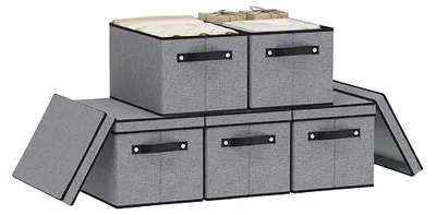 Zdjęcie produktu dla Pojemniki do przechowywania tkanina lniana składane 38X25X21 cm
