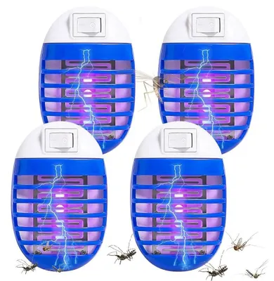 Zdjęcie produktu dla Lampa owadobójcza - Alternatywa dla sprayów na komary - Zwalcza szkodniki - Cicha praca - 4 sztuki - Biała