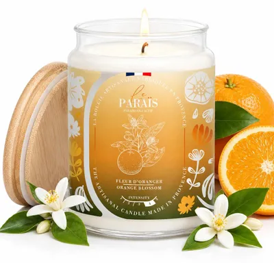 Duftkerze Orangenblüte, pflanzliches Wachs, 700 ml