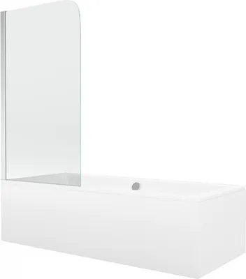 Produktbild von Mexen Cube Rechteckbadewanne 180 x 80 cm mit Verkleidung und 1-flügliger Duschabtrennung 70 cm, Transparent, Chrom - 550518080X9
