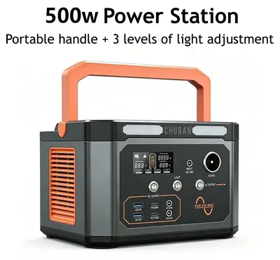 Obrázek produktu pro Přenosná elektrárna – Mobilní generátor – 500 W – Vhodné pro kempování – Pro obytné vozy – Nouzové napájení – Bez solárního panelu
