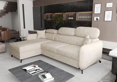 Image de AX LIVING Canapé d'angle fonction sommeil Ribella 5 265 cm creme G