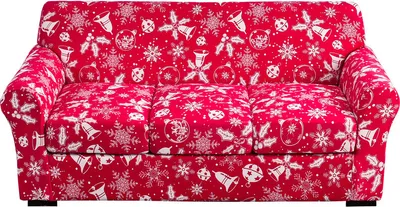 Produktbild von (Rot) Bedruckte Couchbezüge für Dreisitzer-Sofas – Blumen-Sofabezüge mit separaten Kissenbezügen, Stretch-Sofa-Schonbezüge, waschbarer Möbelschutz