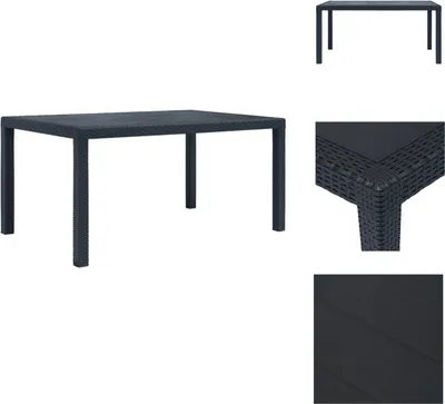 Produktbild von vidaXL Gartentisch Anthrazit 150 x 90 x 72 cm Kunststoff Rattan-Optik -  Gartentische