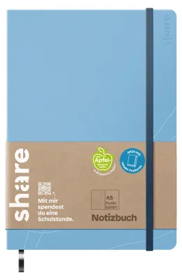 Produktbild von share Notizbuch A5 96 Blatt punktkariert 80 g/qm hellblau