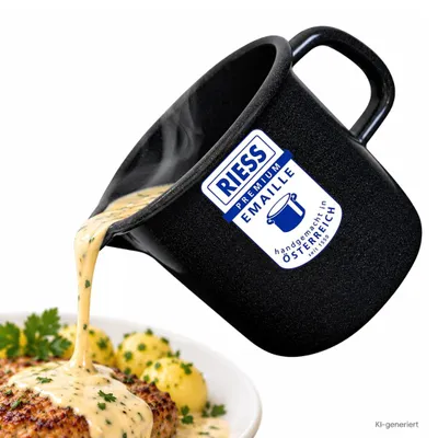Produktbild von Riess Schnabeltopf 1L anthrazit Ø12cm Höhe 11,5 cm Emaille Milchtopf Induktion
