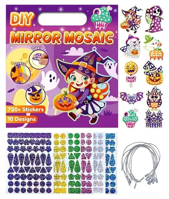 Produktbild von Bastelset Mosaik Sticker Halloween Kinder 720+ Folienaufkleber Selbstklebend mit Laseraufkleber ab 3 Jahre