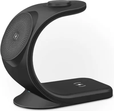 Produktbild von Kabelloses 3in1-Ladegerät für Handy, Kopfhörer und Uhr - schwarz