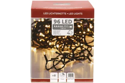 Image de Guirlande lumineuse 96 LED avec minuterie 8 fonctions intérieur/extérieur à piles