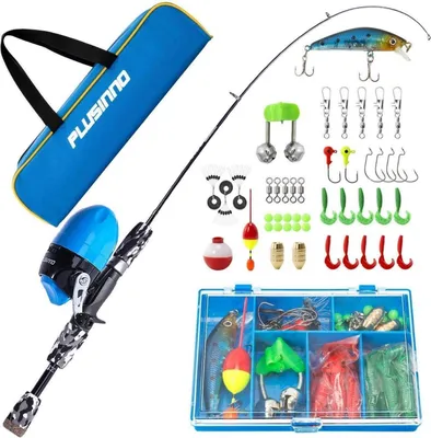 Image de Kit de pêche pour enfants avec canne à pêche, moulinet et appât - Noir 1.5M
