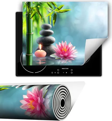 Produktbild von Herdabdeckplatte abdeckung Glaskeramikkochfeld abdeckplatte 80x52 cm Anti Rutsch Matte Aufrollbar, Blume Grün