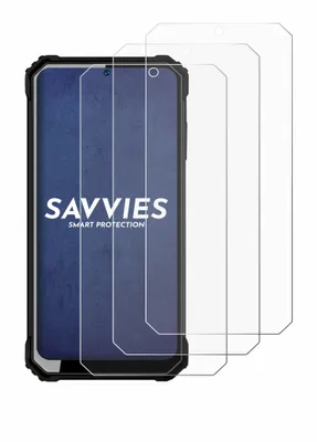 A smartphone screen protector set with the brand name visible on the phone.
