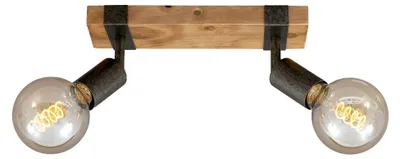 Produktbild von Spotleuchte Deckenlampe schwenkbar 2xE27 Metall-Holz Gunmetal 25W Briloner