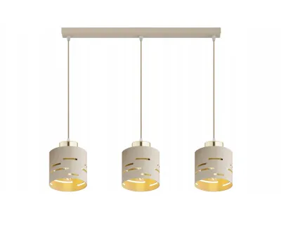 Imagen del producto de FKL DESIGN: Lámpara de techo decorativa para el hogar, modelo N910-BZ3, con tres bombillas E27, pantalla de metal (color beige). Pertenece a la serie Home Deco