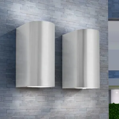 Immagine prodotto di The Living Store: 2 lampade da parete da esterno a LED, rotonde, con luce diretta verso l'alto e verso il basso