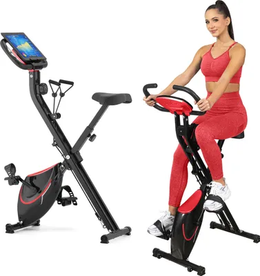 Obrázok produktu pre Gymtek® Skladací magnetický bicykel na domáce cvičenie - do 120 kg - 8 úrovní odporu, 4 kg zotrvačník - LCD displej - pre domácu posilňovňu